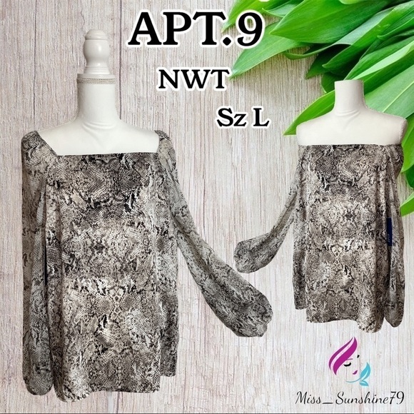 APT.9 NWT -Sz L - snake pattern flowy 2-way blouse - Picture 1 of 4